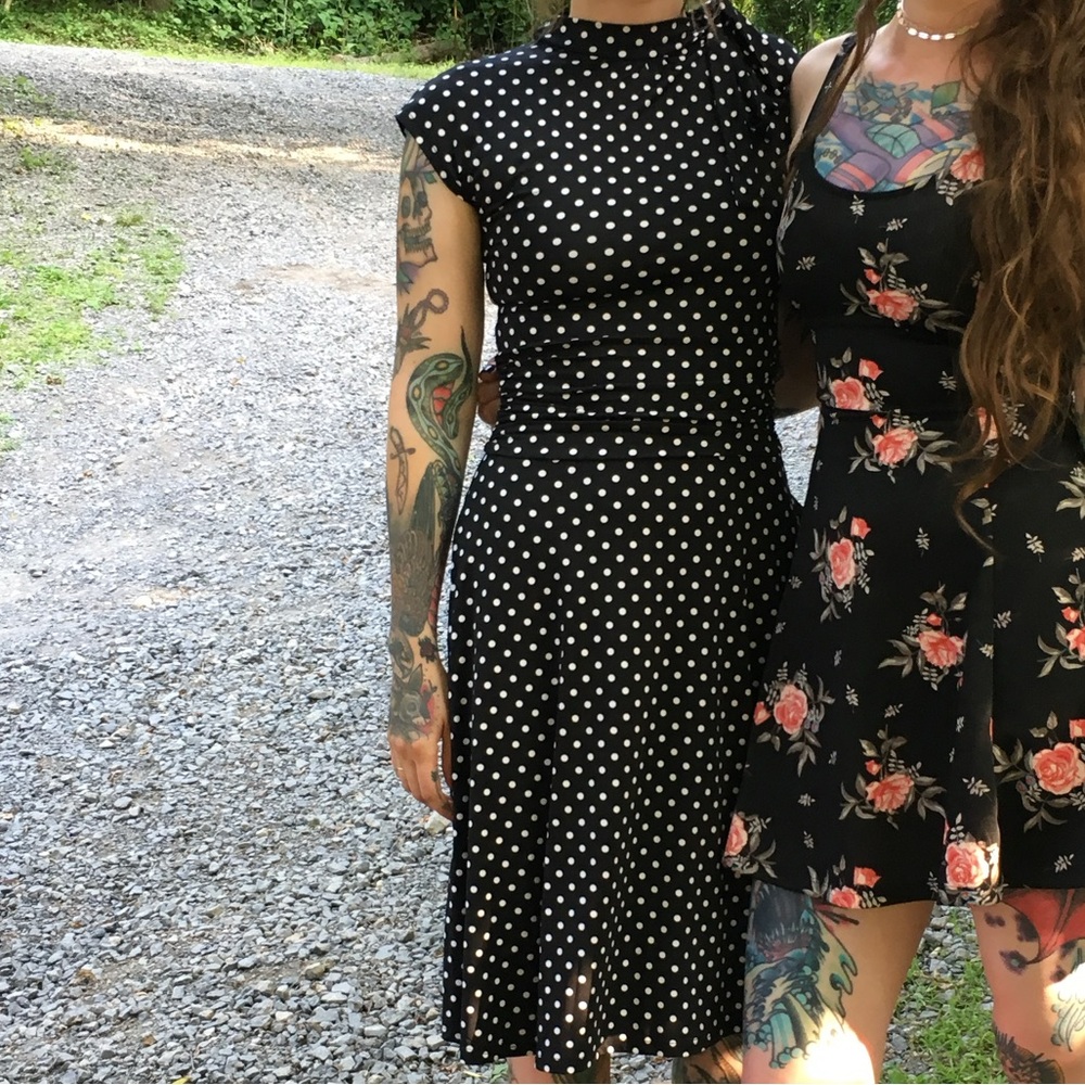 ModCloth Black and White Polka Dot Midi Dress